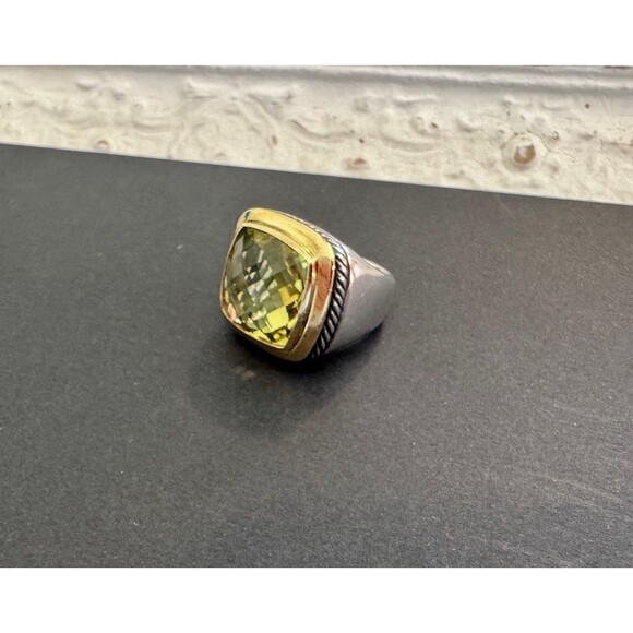 David Yurman 18k Gold 925 Sterling Lemon Citrine Albion Cocktail Ring Size 6.5 - Picture 1 of 9